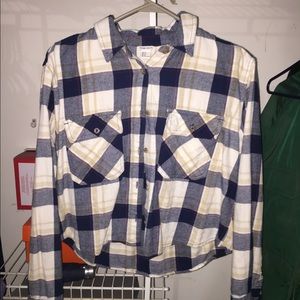 plaid cropped long-sleeve